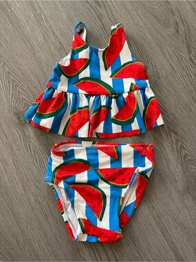 Hanna Andersson Girls Two-Piece Watermelon Tankini - Red, Blue, White